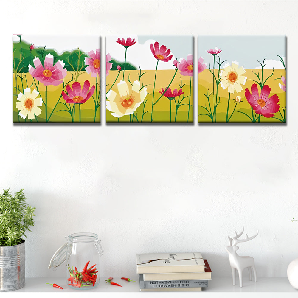 Gazon met Chrysanten 3 Platen Schilderen op Nummers