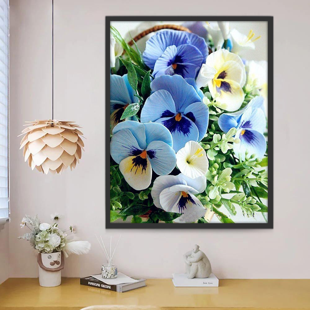 Geelblauwe bloemen Schilderen op Nummers