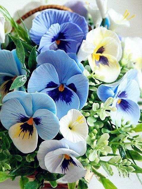 Geelblauwe bloemen Schilderen op Nummers