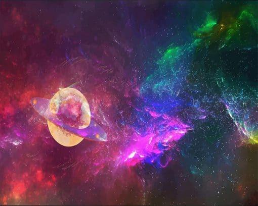 Geïllustreerd Melkwegstelsel met Planeet Schilderen op Nummers