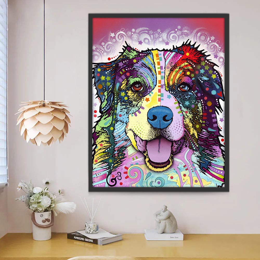 Gekleurde Border Collie Pop Art Schilderen op Nummers