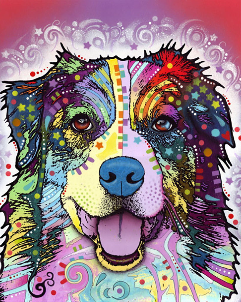 Gekleurde Border Collie Pop Art Schilderen op Nummers