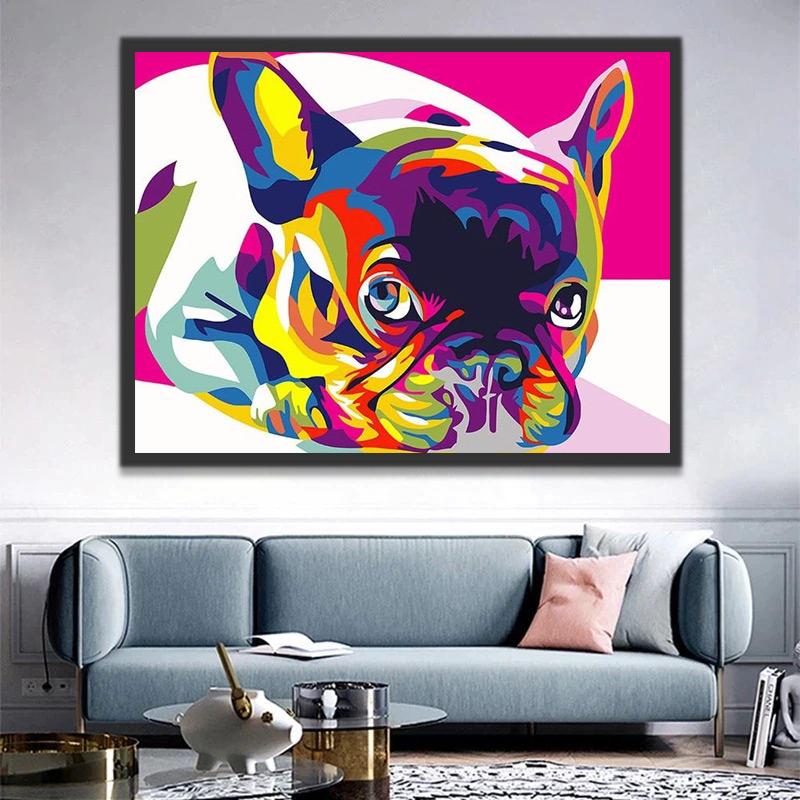 Gekleurde Bulldog Pop Art Schilderen op Nummers