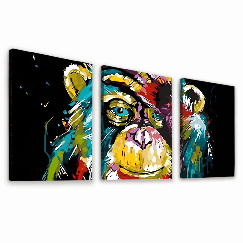 Gekleurde Gorilla 3 Platen Schilderen op Nummers