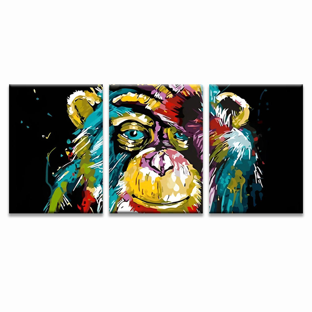 Gekleurde Gorilla 3 Platen Schilderen op Nummers