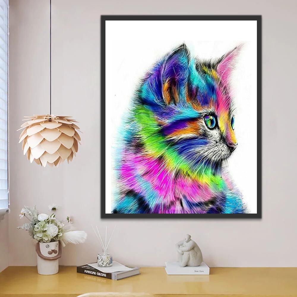 Gekleurde Kat Schilderen op Nummers