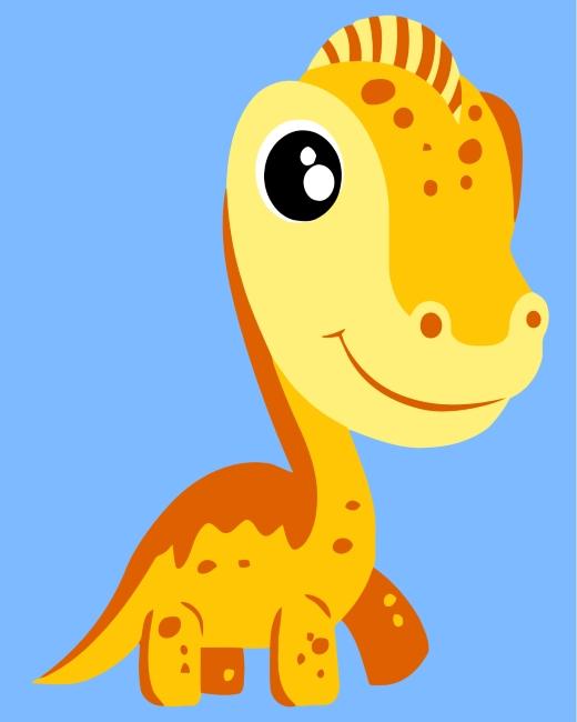 Gele Cartoon Dinosaurus Schilderen op Nummers Kinderen