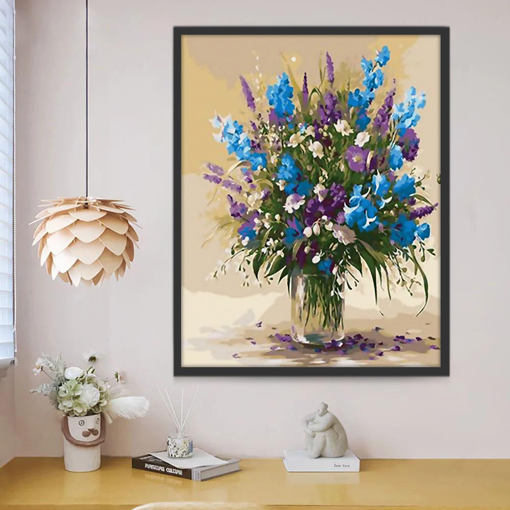 Gele, Paarse en Blauwe Bloem Schilderen op Nummers