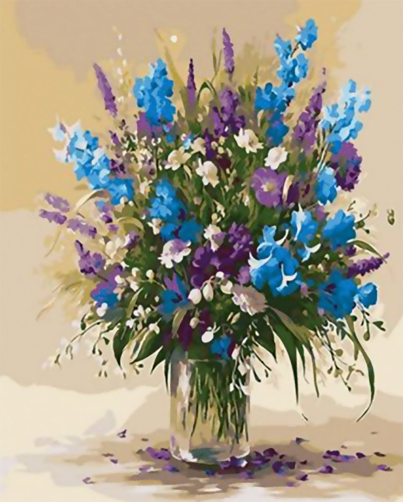 Gele, Paarse en Blauwe Bloem Schilderen op Nummers