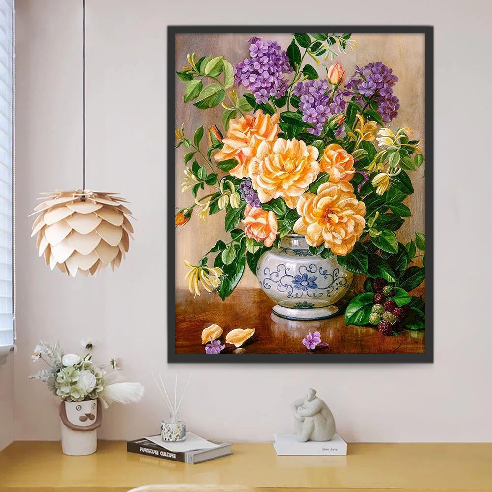 Gele Pioen en Hortensia Schilderen op Nummers