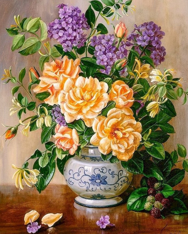 Gele Pioen en Hortensia Schilderen op Nummers