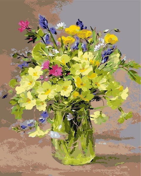 Gele potbloemen Schilderen op Nummers