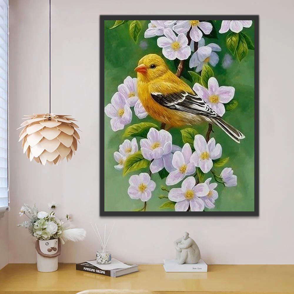 Gele Vogel op Bloeiende Tak Schilderen op Nummers