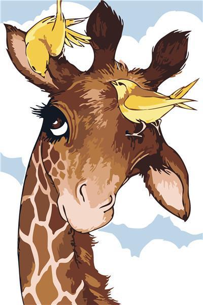 Gele Vogels op Giraffe Schilderen op Nummers