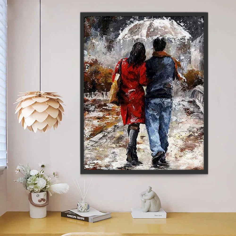 Geliefden die Samen Wandelen Schilderen op Nummers