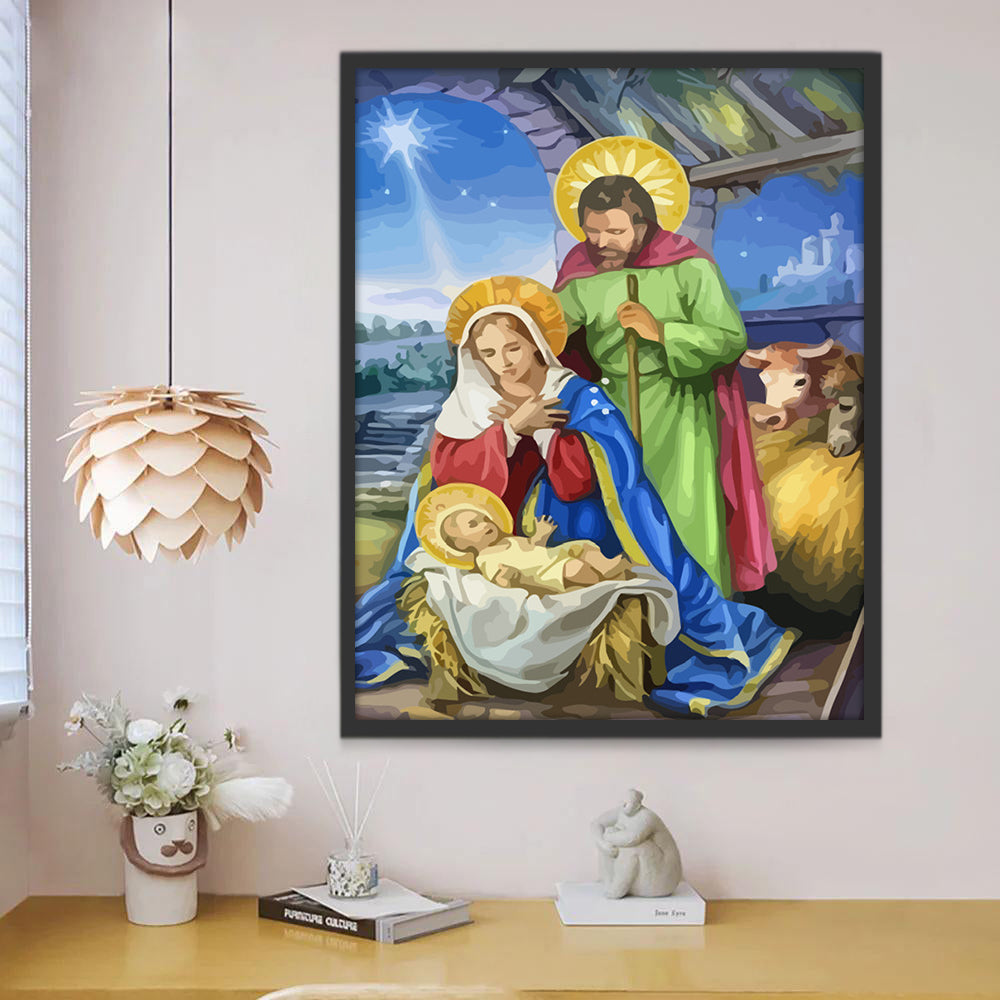 Gelukkig Gezin van Drie Christendom Schilderen op Nummers