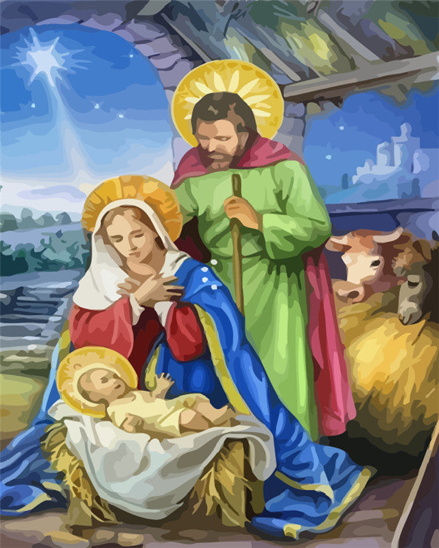 Gelukkig Gezin van Drie Christendom Schilderen op Nummers