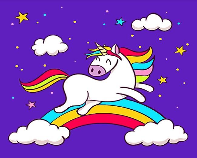 Gelukkige Eenhoorn en Regenboog Schilderen op Nummers