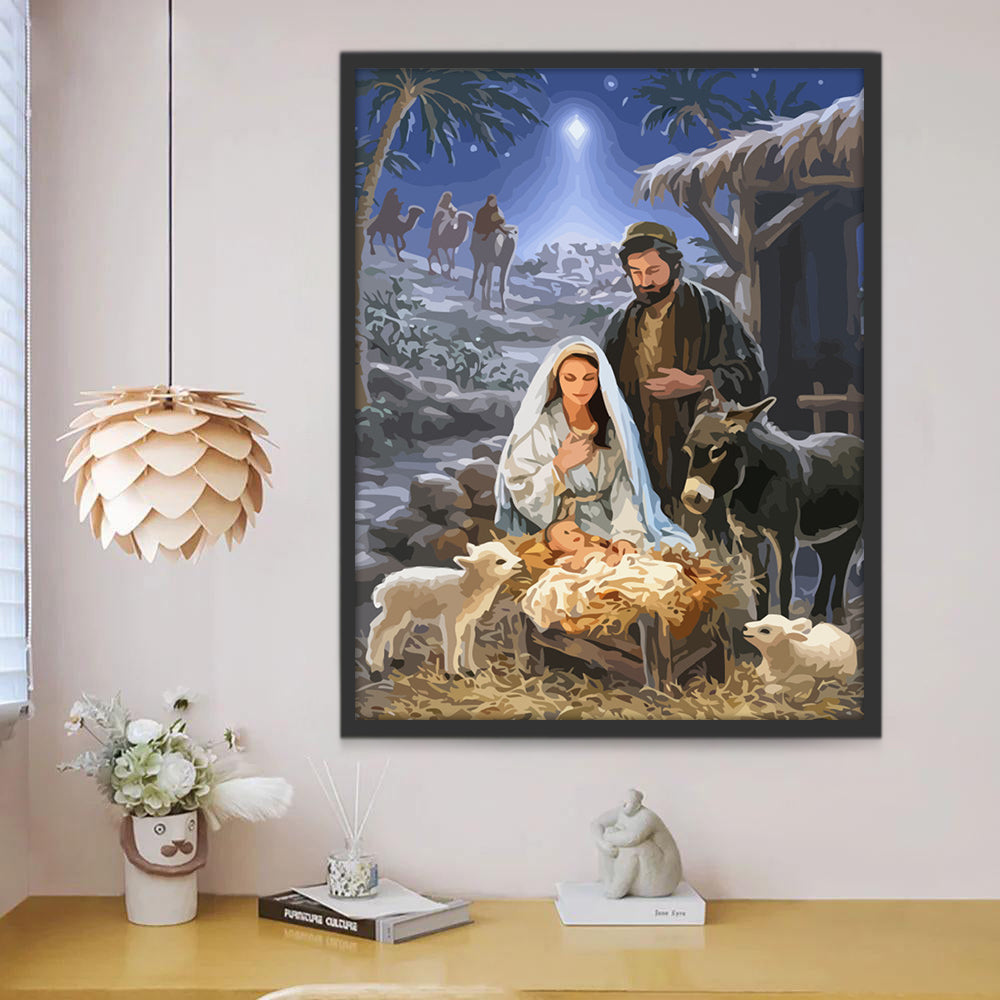 Gezin van Drie Christendom Schilderen op Nummers