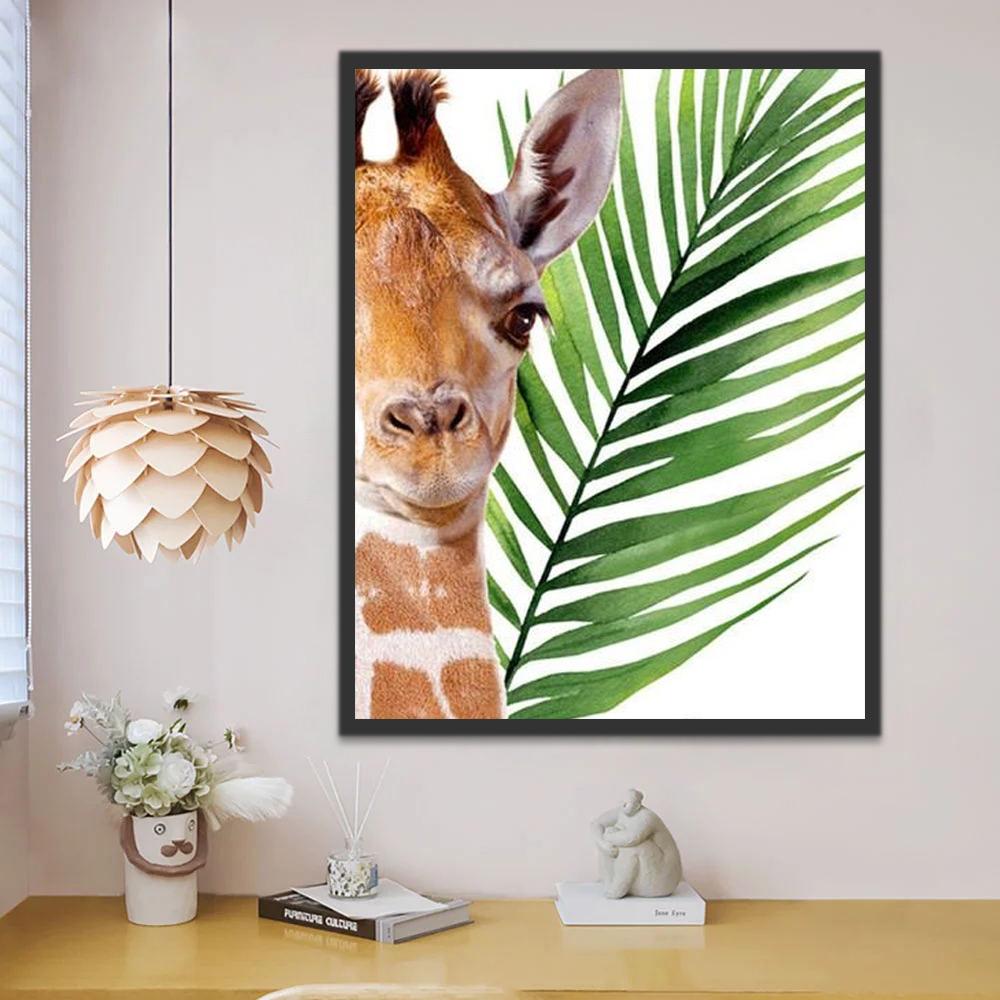 Giraffe en Blaad Schilderen op Nummers