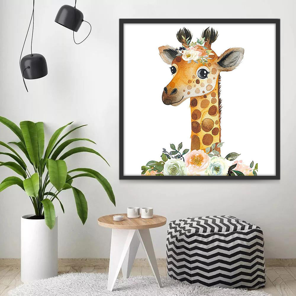 Giraffe en Bloemen Schilderen op Nummers