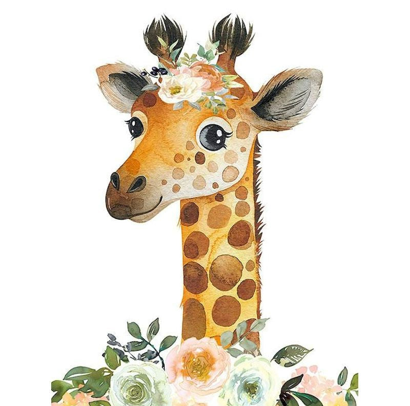 Giraffe en Bloemen Schilderen op Nummers