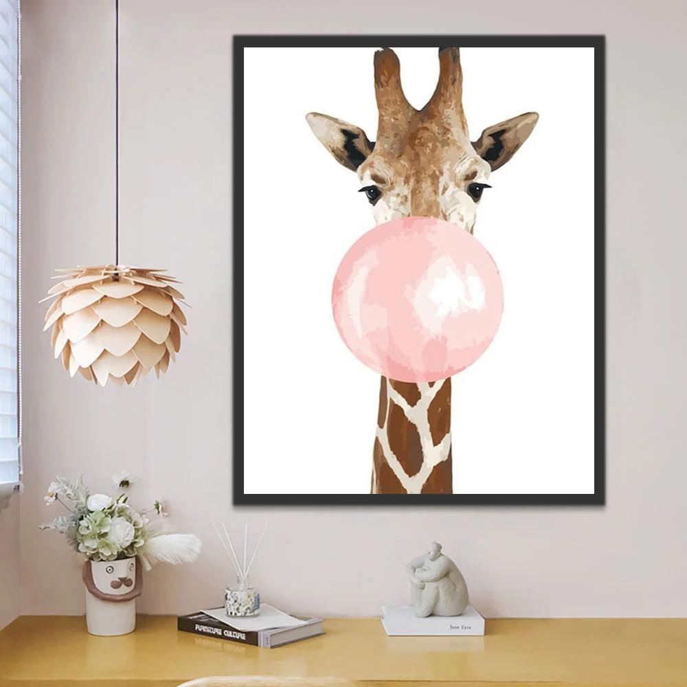 Giraffe en Kauwgom Schilderen op Nummers