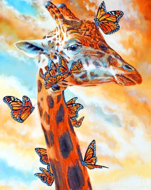 Giraffe en Vlinders Schilderen op Nummers