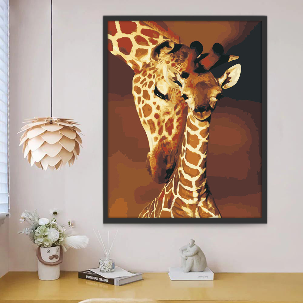 Giraffe Moeder en Kind Schilderen op Nummers