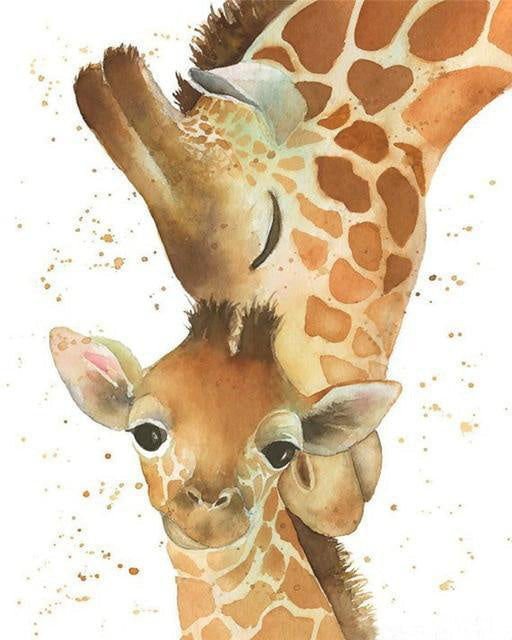 Giraffe Moeder en Kind Schilderen op Nummers