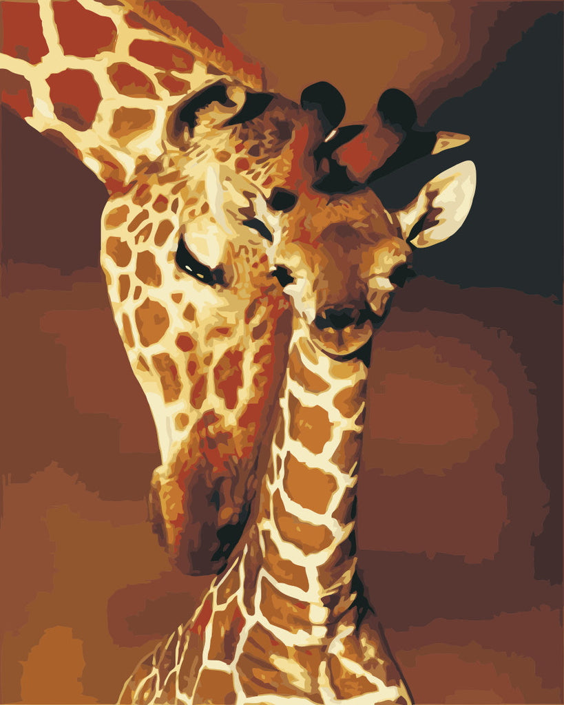 Giraffe Moeder en Kind Schilderen op Nummers
