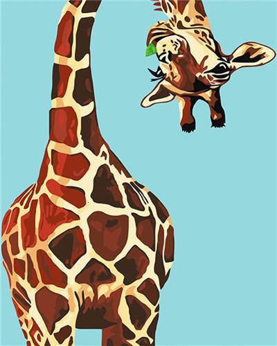 Giraffe op Blauwe Achtergrond Schilderen op Nummers