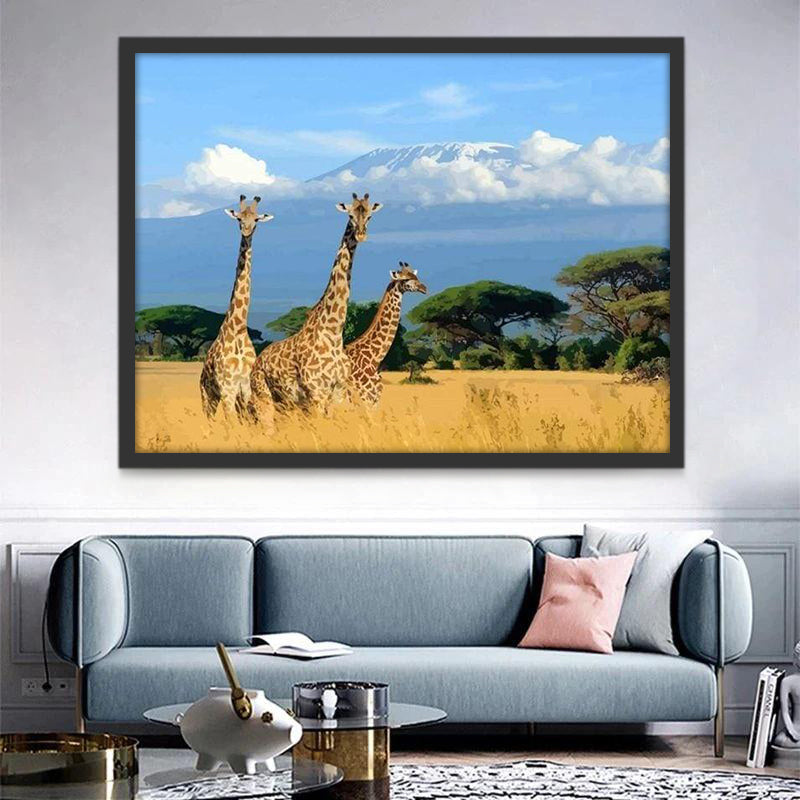 Giraffen in het Grasland Schilderen op Nummers