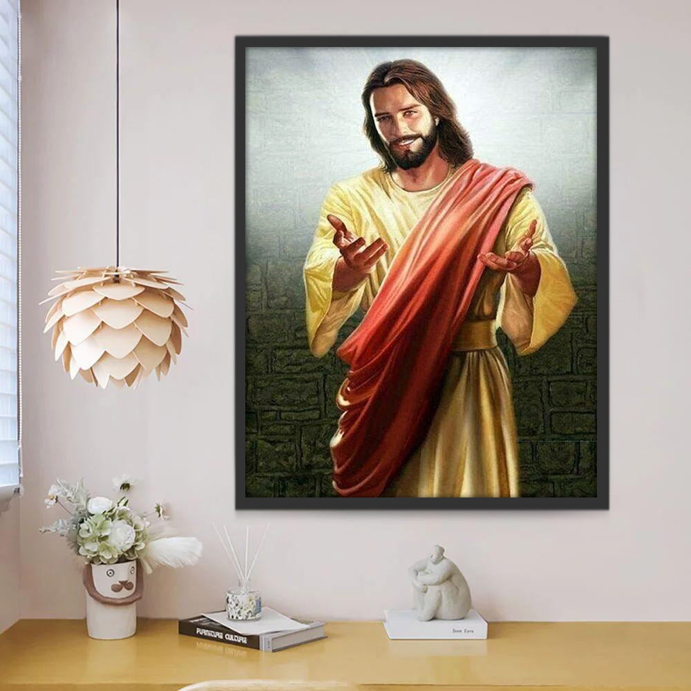 Glimlachende Man in Geel Christendom Schilderen op Nummers