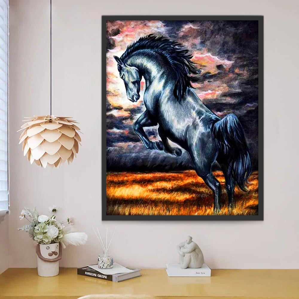 Gloeiend Zwart Paard Schilderen op Nummers