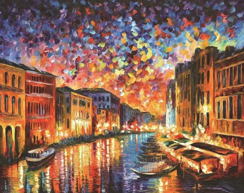 Glorieuze Gracht van Venetië in de Nachtelijke Glans Schilderen op Nummers