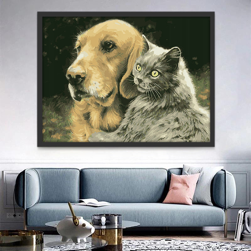 Golden Retriever en Kat Schilderen op Nummers