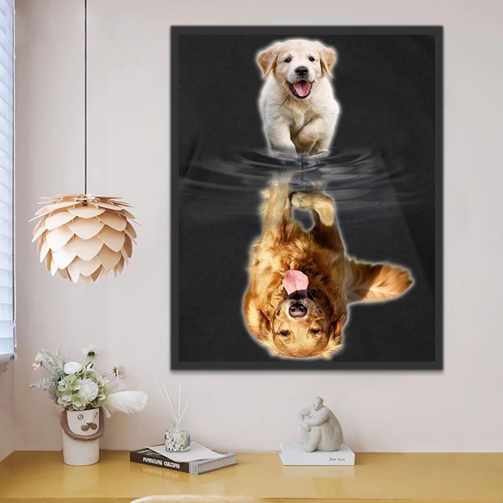 Golden Retriever en Spiegelbeeld Schilderen op Nummers