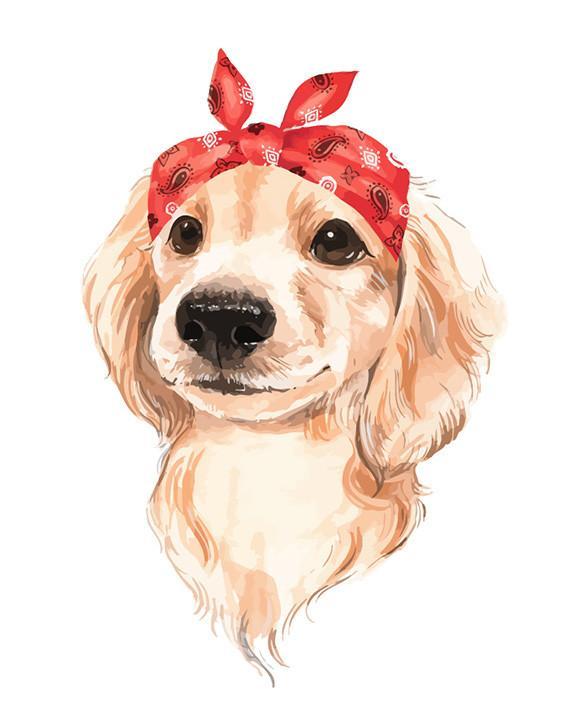 Golden Retriever met Rode Bandana Schilderen op Nummers