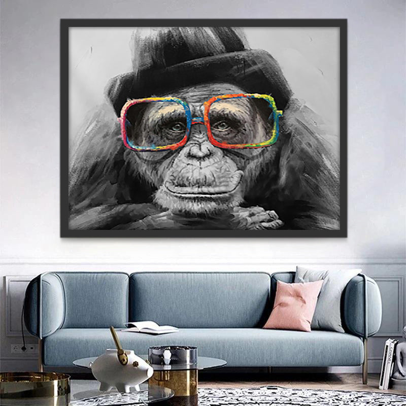 Gorilla met Gekleurde Bril Schilderen op Nummers