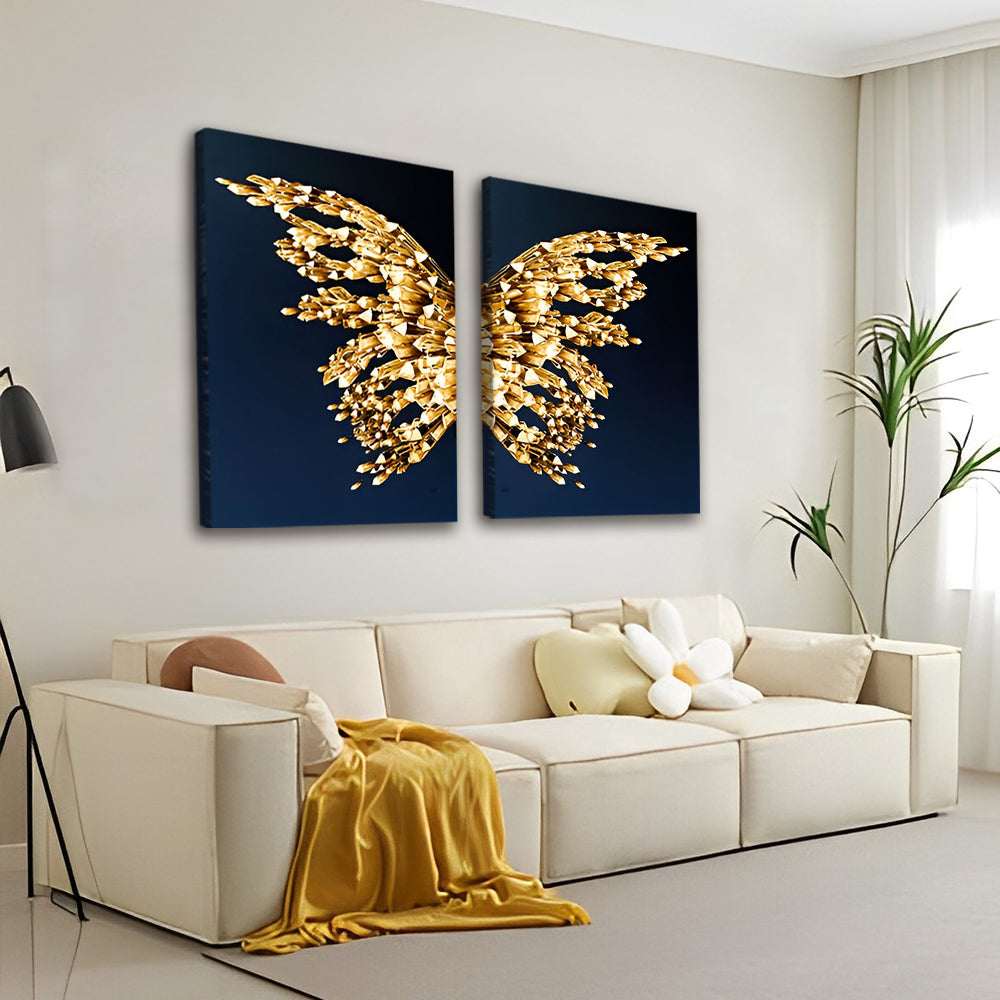 Gouden Abstracte Vlinder 2 Platen Schilderen op Nummers