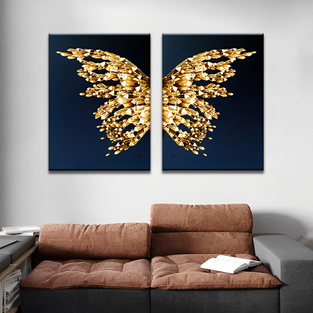 Gouden Abstracte Vlinder 2 Platen Schilderen op Nummers