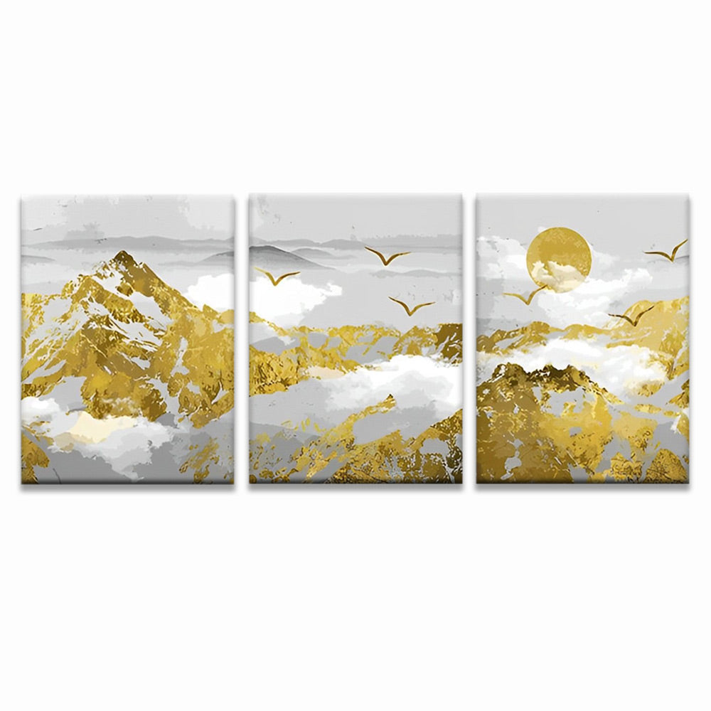 Gouden Bergen 3 Platen Schilderen op Nummers