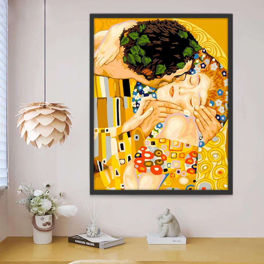 Gouden Liefdesmoment Schilderen op Nummers
