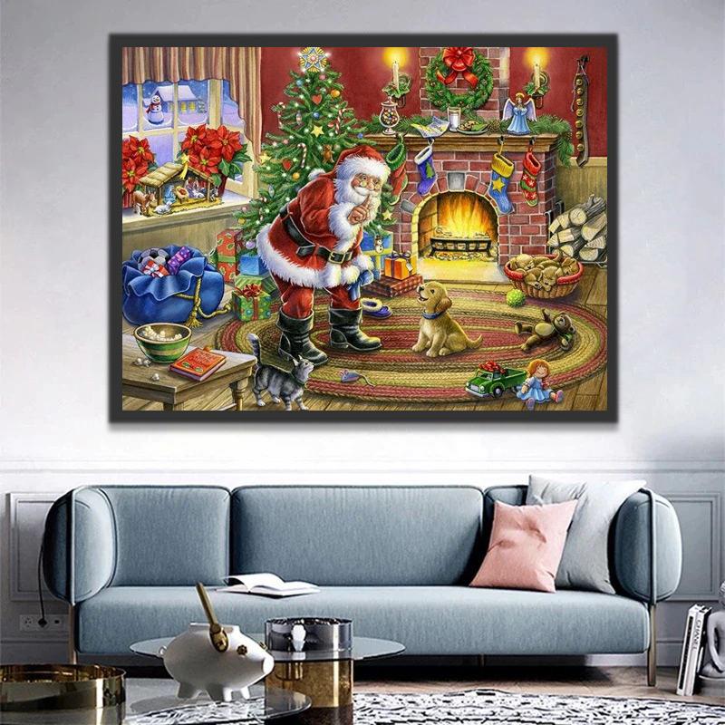 Gouden Puppy en de Kerstman Schilderen op Nummers
