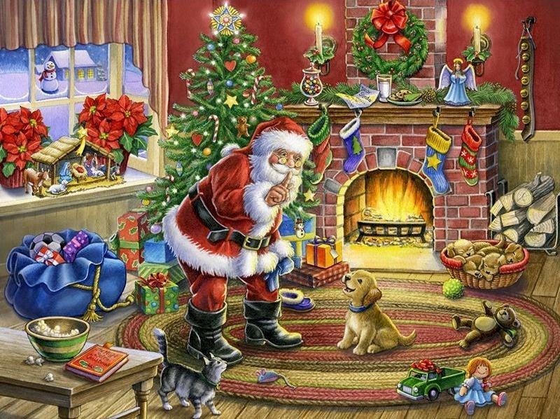 Gouden Puppy en de Kerstman Schilderen op Nummers