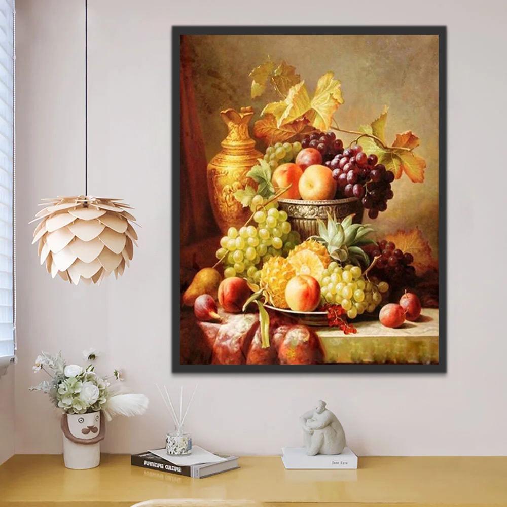 Gouden Vaas en Veel Fruit Schilderen op Nummers