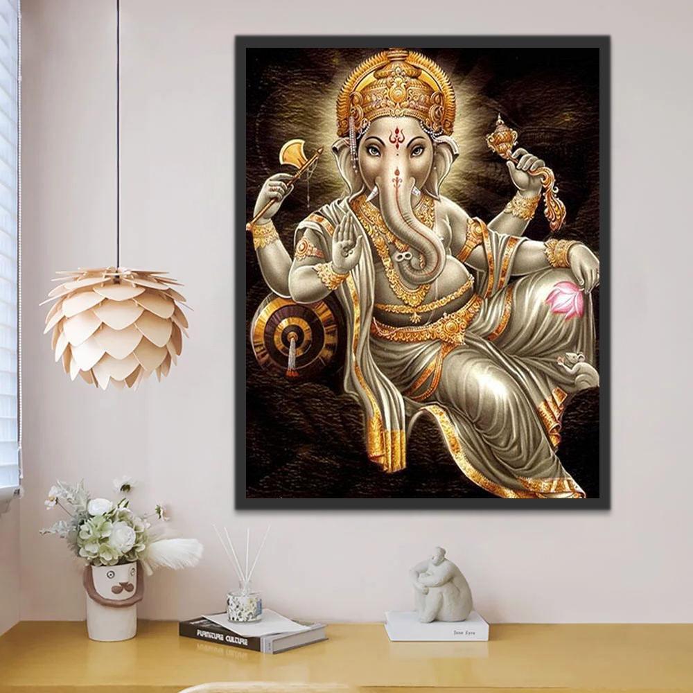 Gouden Zijwaarts Liggende Ganesha Schilderen op Nummers