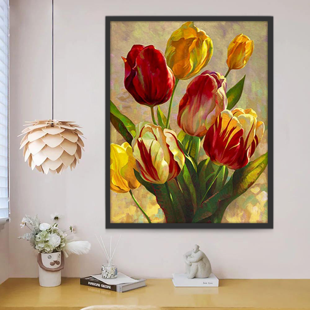 Goudrode tulpen Schilderen op Nummers