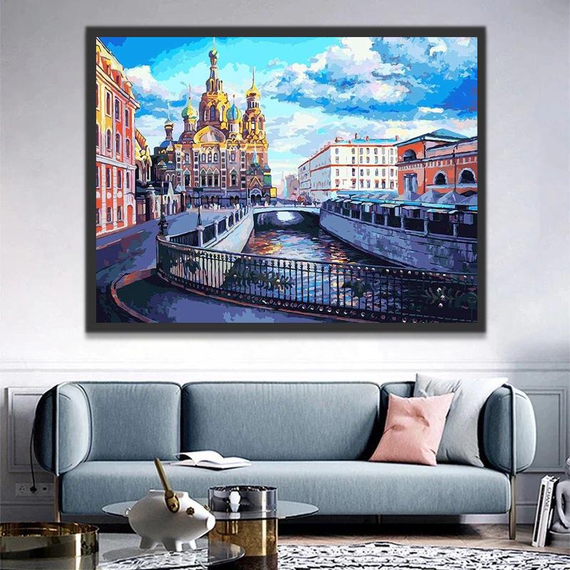 Gracht bij Sint-Petersburg Schilderen op Nummers